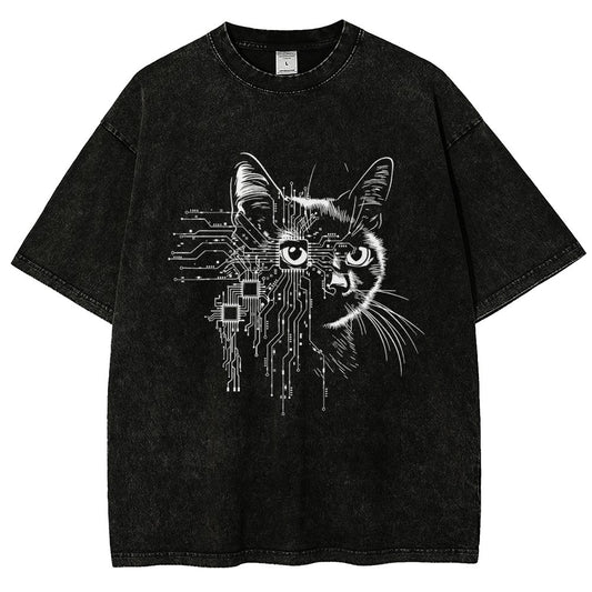 Future Cat Vintage Distressed T-shirt