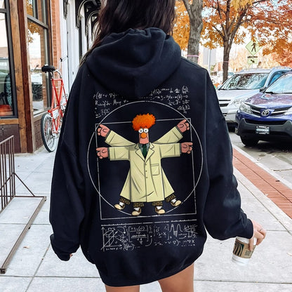 Vitruvian Puppet Printed Back Unisex Cotton Hoodie
