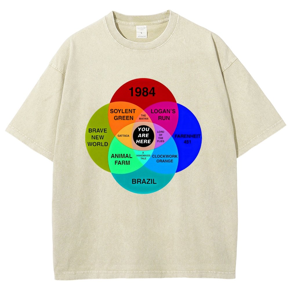 Dystopian Venn Diagram You Are Here Vintage Distressed T-shirt