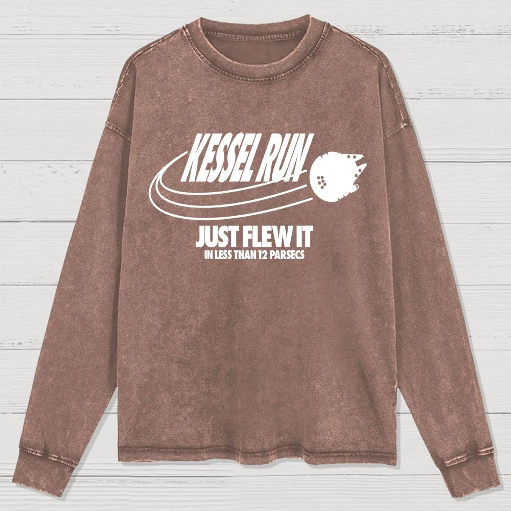 Galactic Run Just Flew It Washed Long Sleeve Tee