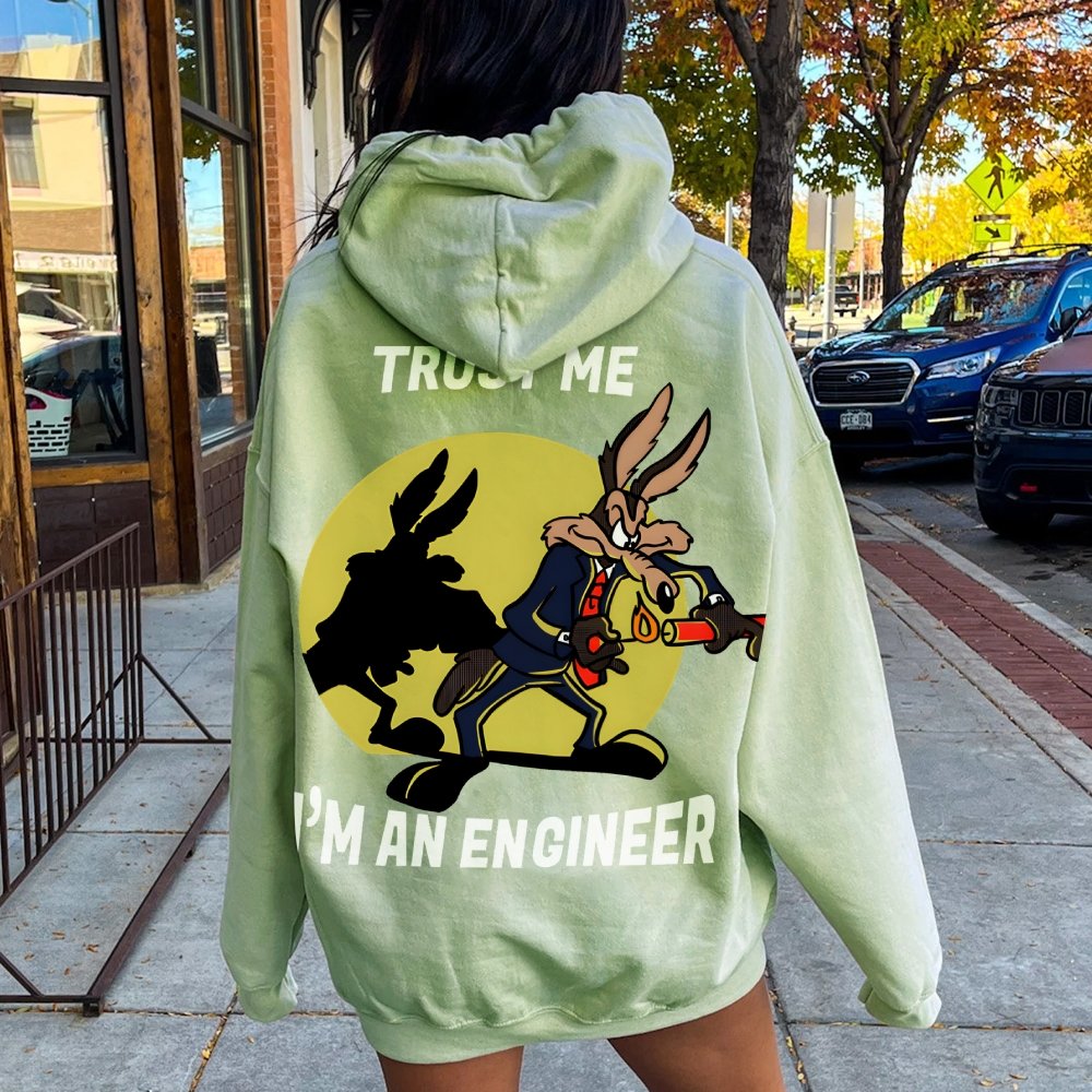 Trust Me I'm An Engineer Printed Back Cotton Hoodie