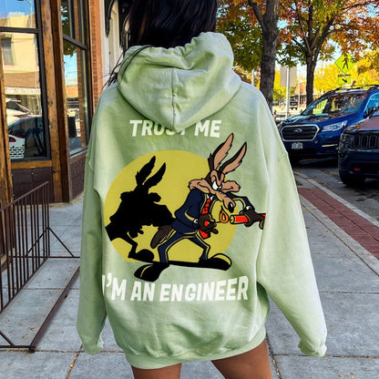 Trust Me I'm An Engineer Printed Back Cotton Hoodie