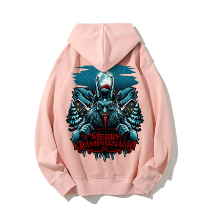 Merry Krampusnacht Printed Back Unisex Cotton Hoodie