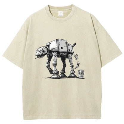 Mechanical Robot Dog Poop Vintage Distressed T-shirt