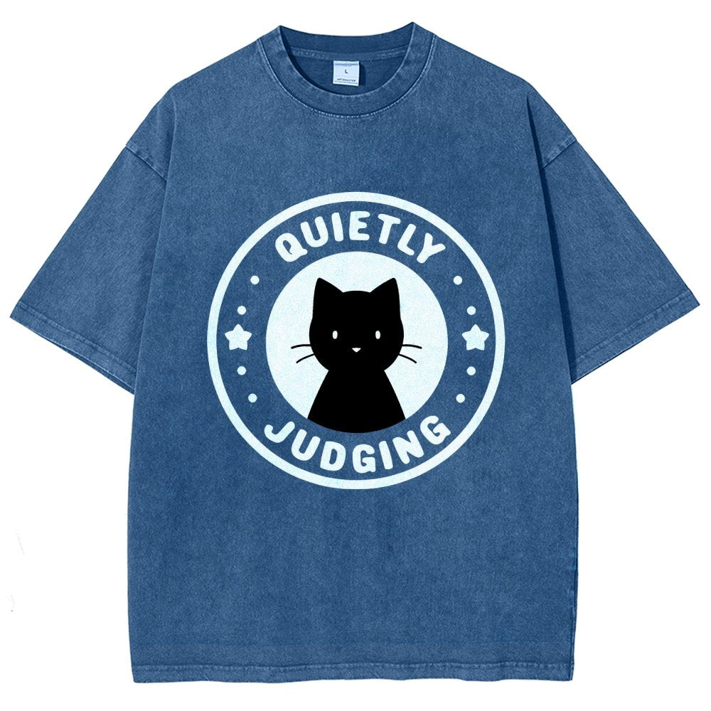 Quietly Judging Cat Vintage Distressed T-shirt