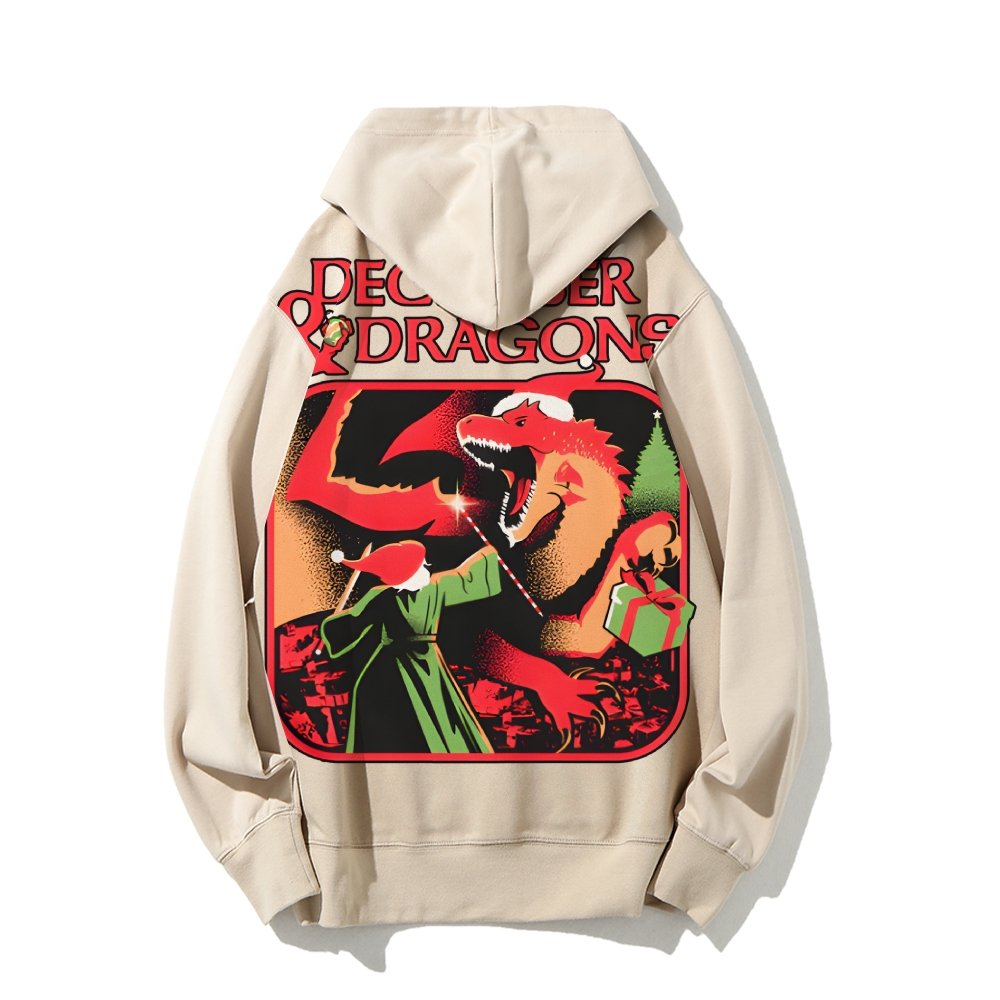 December & Dragons Printed Back Cotton Hoodie