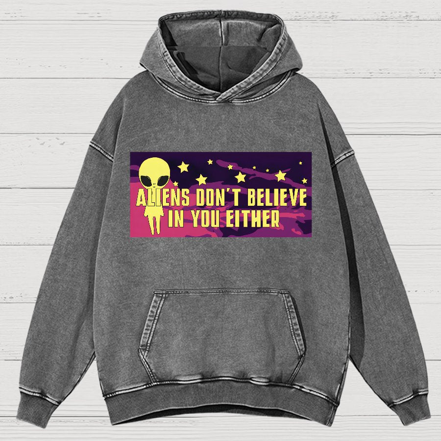 Mysterious Beings Don't Believe In You Either Vintage Distressed Hoodie