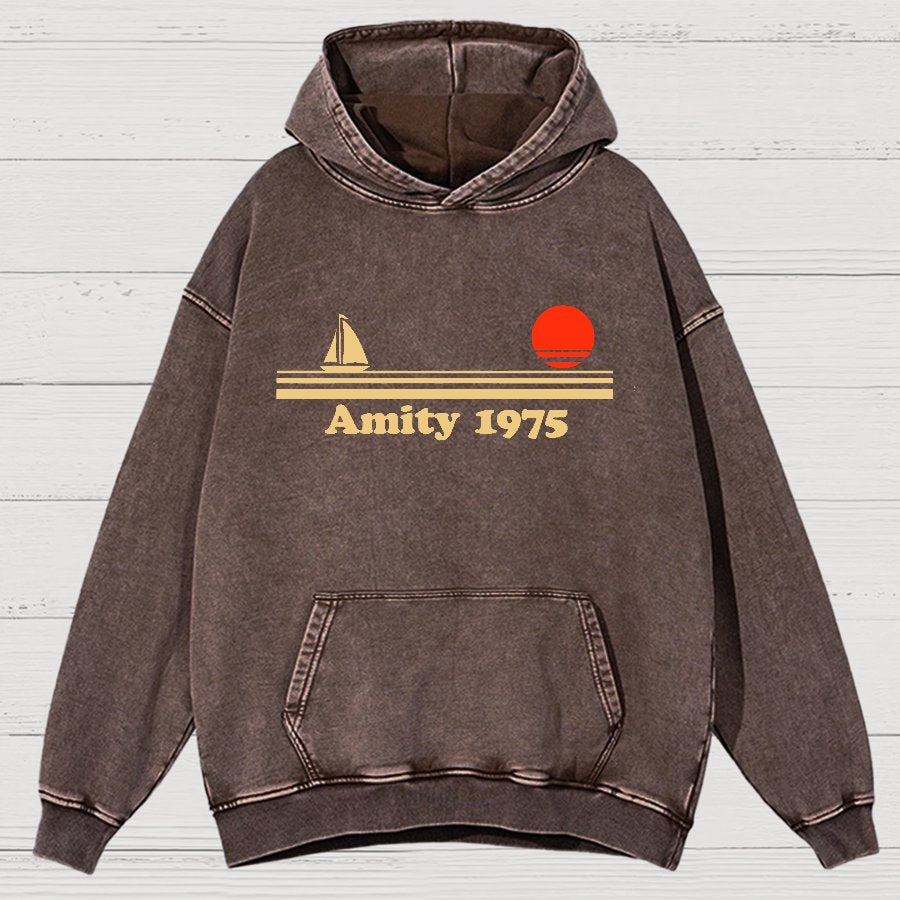 Seaside Town 1975 Vintage Distressed Hoodie