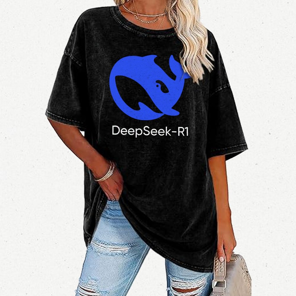 DeepSeek-R1 Icon Vintage Distressed T-shirt