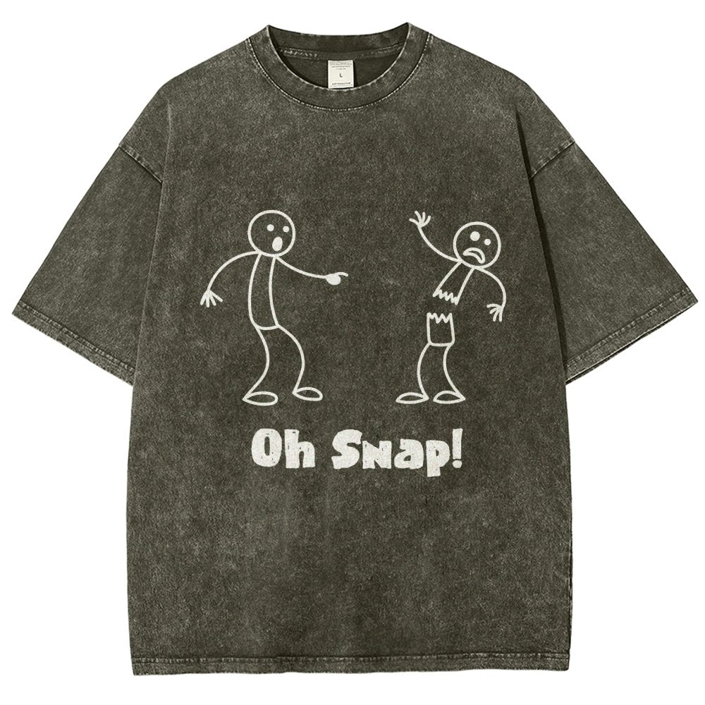 Oh Snap Funny Stick Figure Slogan Saying Vintage Distressed T-shirt