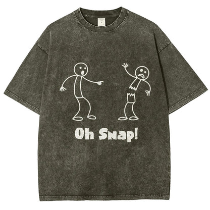 Oh Snap Funny Stick Figure Slogan Saying Vintage Distressed T-shirt