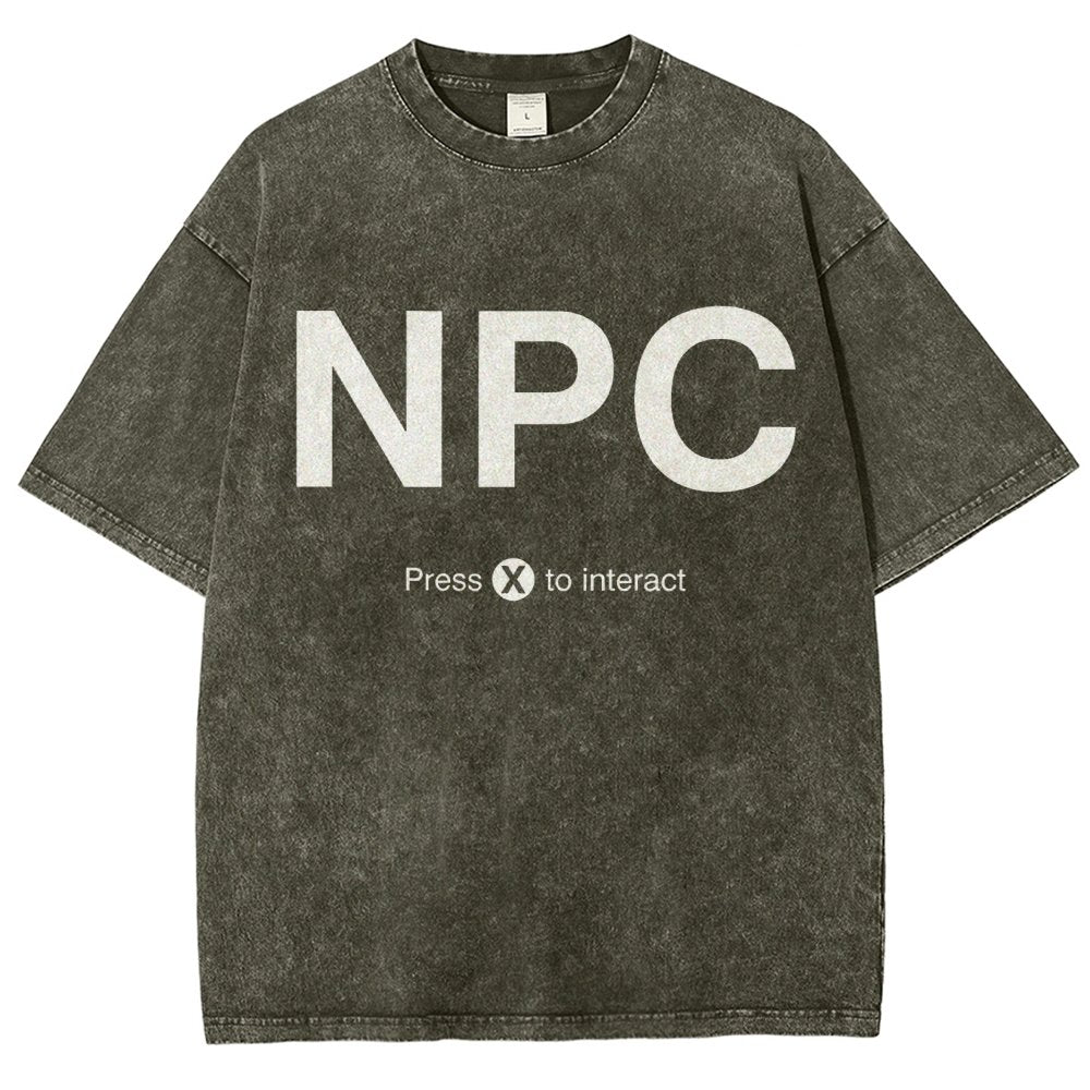 NPC Press X to Interact Vintage Distressed T-shirt