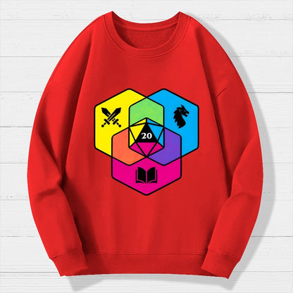 RPG CMYK Dice Venn Diagram Geek Cotton Sweatshirt