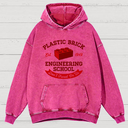Plastic Brick Engineering School Vintage Distressed Hoodie