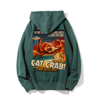 The Giant Cat Crab Geek Printed Back Cotton Hoodie