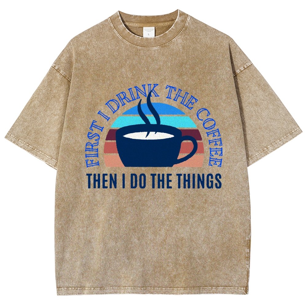 First the Coffee Vintage Distressed T-shirt