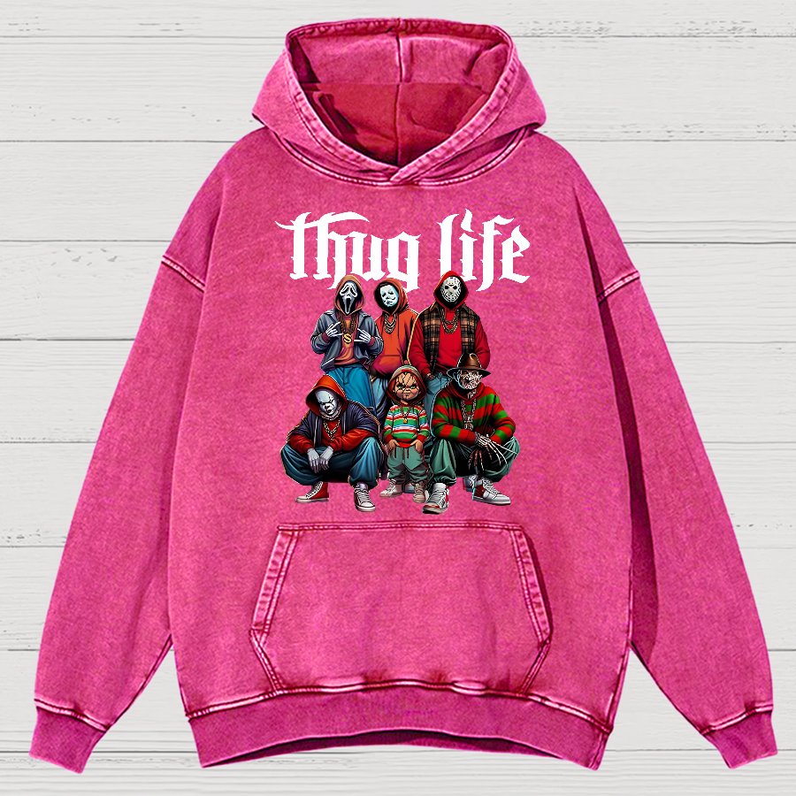 Thug Life Horror Movie Halloween Vintage Distressed Hoodie