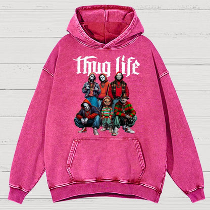 Thug Life Horror Movie Halloween Vintage Distressed Hoodie