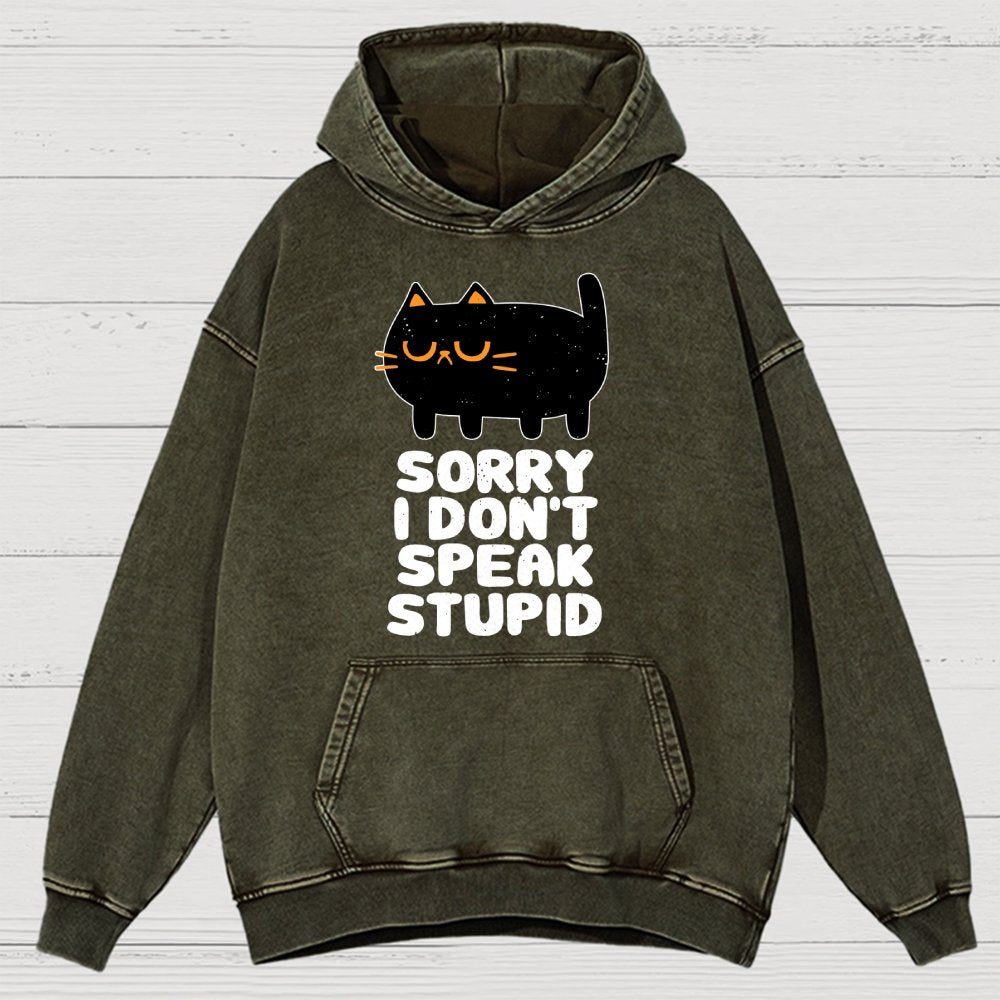 I Don't Speak Stupid Vintage Distressed Hoodie