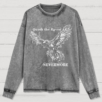Quoth the raven Nevermore Washed Long Sleeve Tee