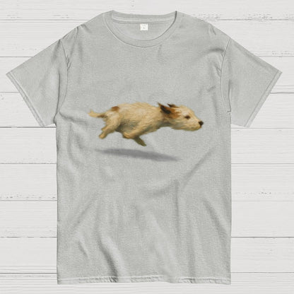 Funny Cute Running Dog Art Print Geek T-Shirt