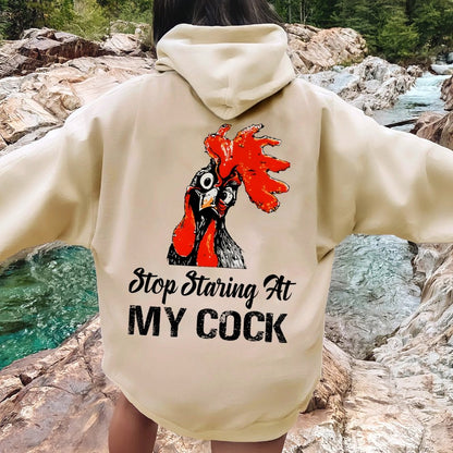 Stop Staring at My Cock Printed Back Unisex Cotton Hoodie