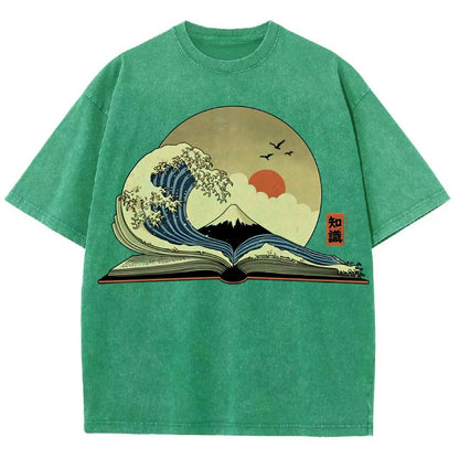 The Great Wave of Knowledge Vintage Distressed T-shirt