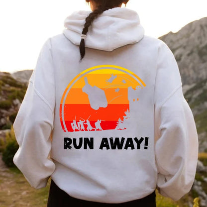 Run Away Printed Back Unisex Cotton Hoodie