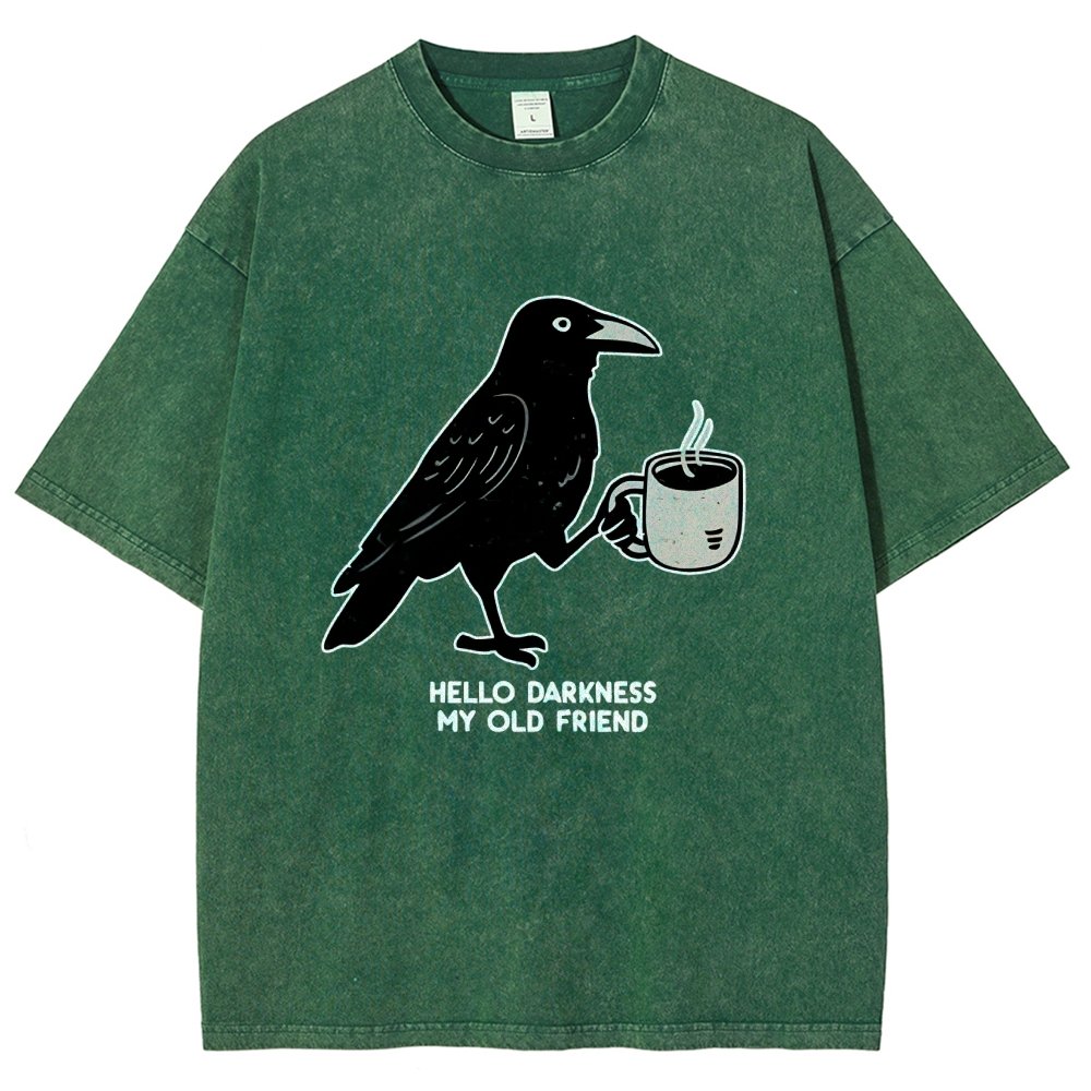 Raven Crow Coffee Vintage Distressed T-shirt