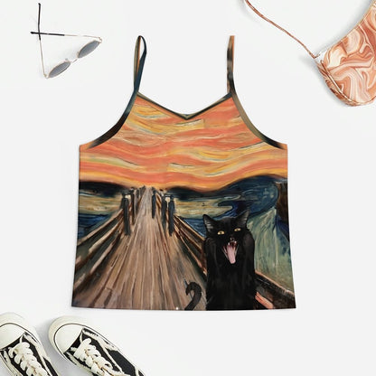Black Cat Screams Women's Geek Suspender Cami Set