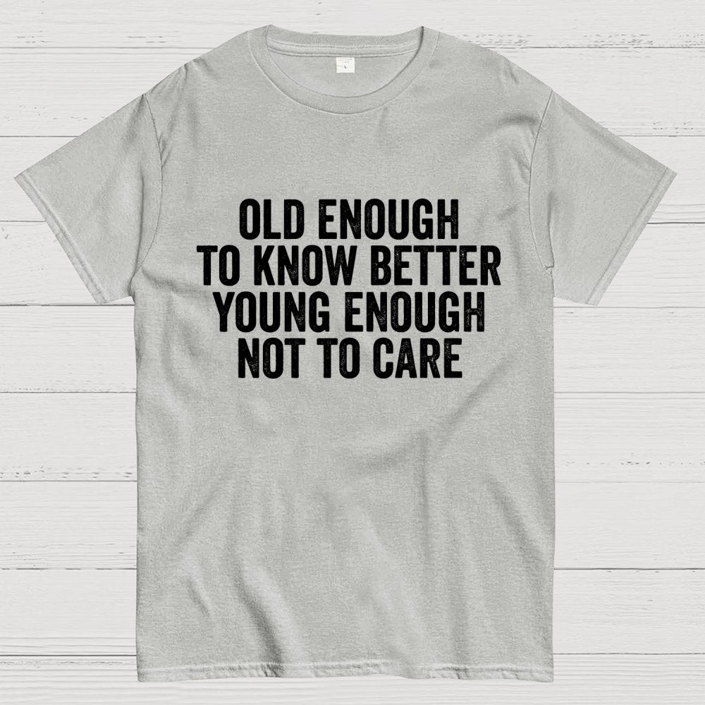 Old Enough To Know Better, Young Enough Not To Care Geek T-Shirt