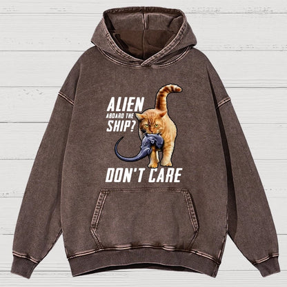 Top Cat Alien Aboard The Ship Don’T Care Vintage Distressed Hoodie