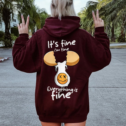 Everything is fine Printed Back Unisex Cotton Hoodie