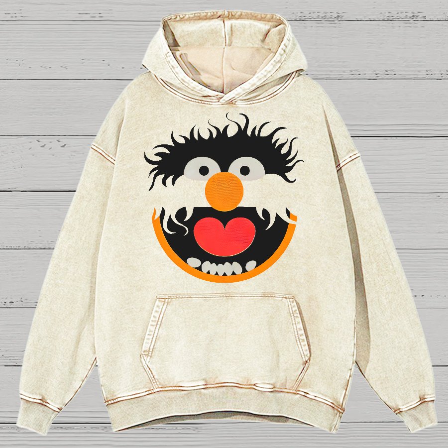 Retro Pop Culture Puppet Face 2 Vintage Distressed Hoodie