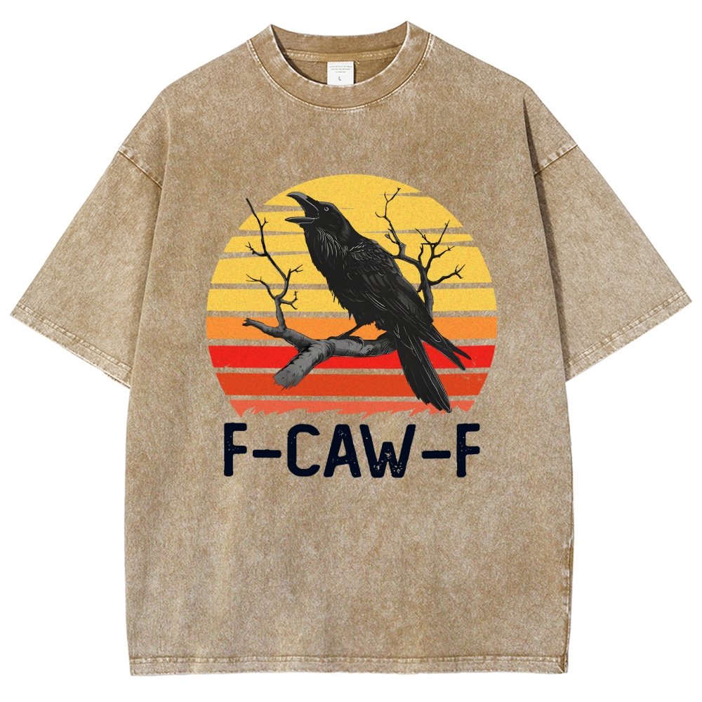 Retro Sunset F-Caw-F Black Bird Black Crow Vintage Distressed T-shirt