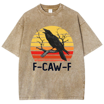 Retro Sunset F-Caw-F Black Bird Black Crow Vintage Distressed T-shirt