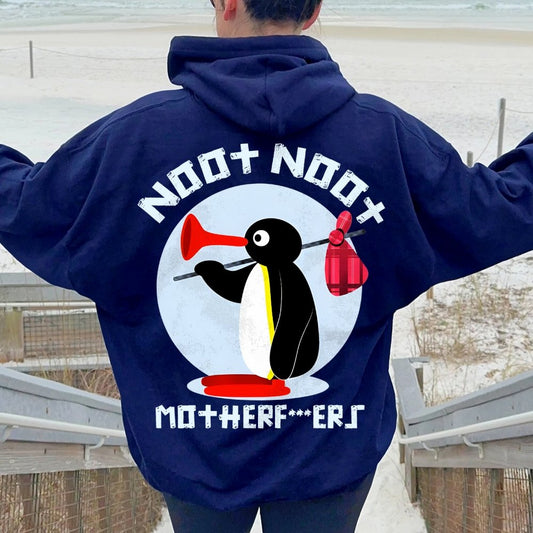 NOOT NOOT MOTHERF***ERS Printed Back Unisex Cotton Hoodie