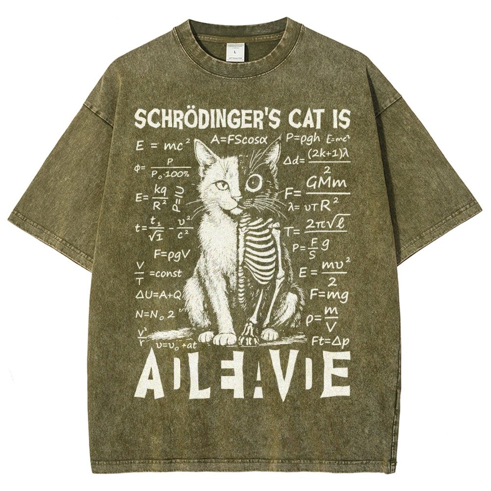 Schrödinger's Cat Dead And Alive Vintage Distressed T-shirt