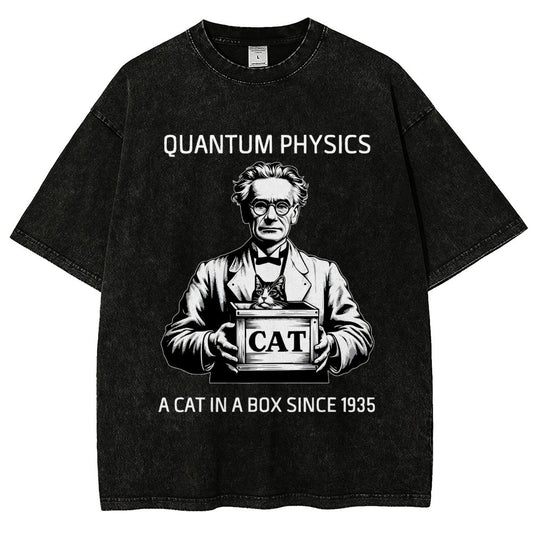 Schrödinger's Cat Quantum Vintage Distressed T-shirt