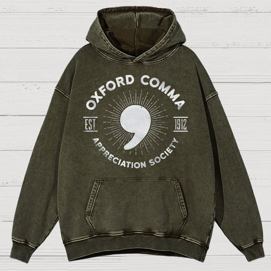 Men's Oxford Comma Appreciation Society Vintage Distressed Hoodie