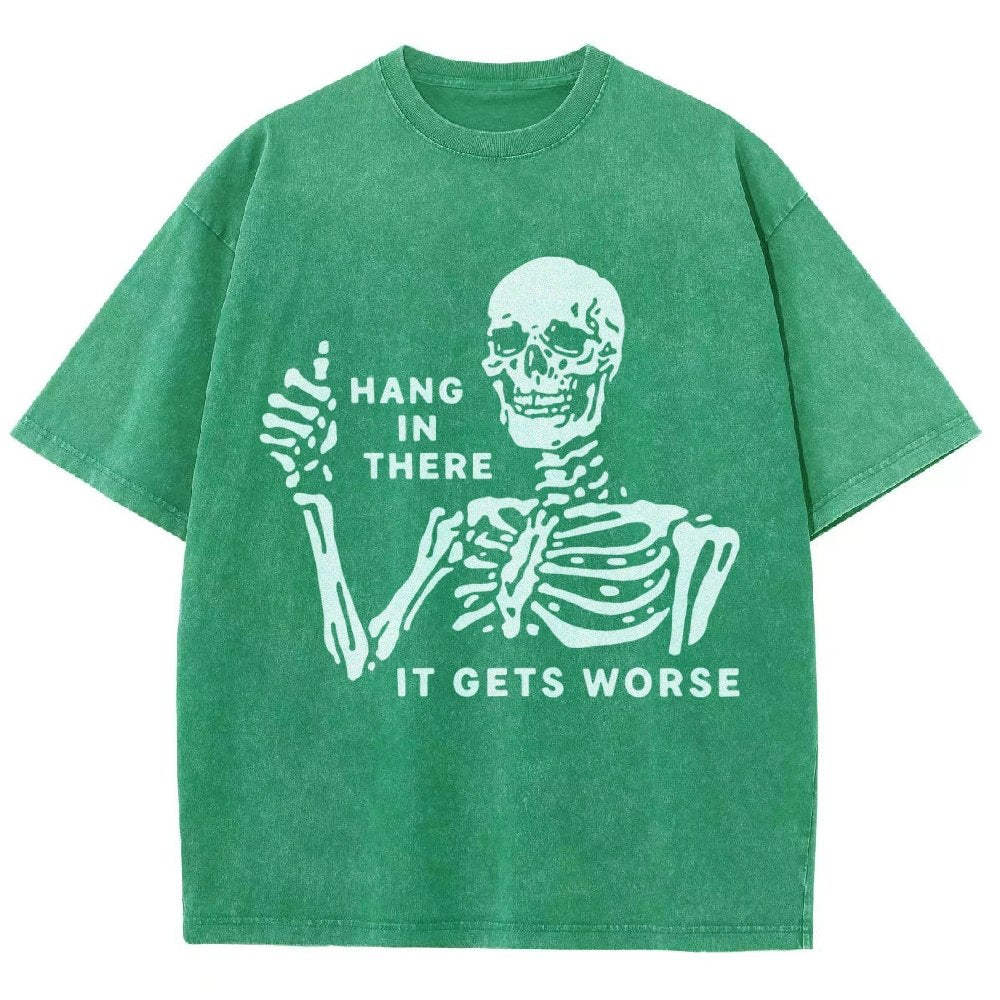 Hang In There Skeleton Vintage Distressed T-shirt