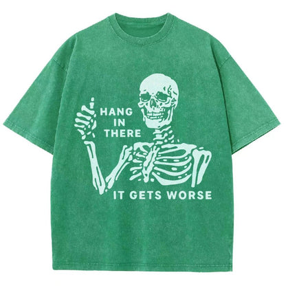 Hang In There Skeleton Vintage Distressed T-shirt