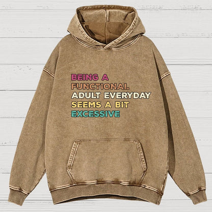 Being A Functional Adult Everyday Seems A Bit Excessive Adult Humor Vintage Distressed Hoodie