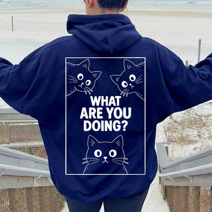 What Are You Doing Printed Back Unisex Cotton Hoodie