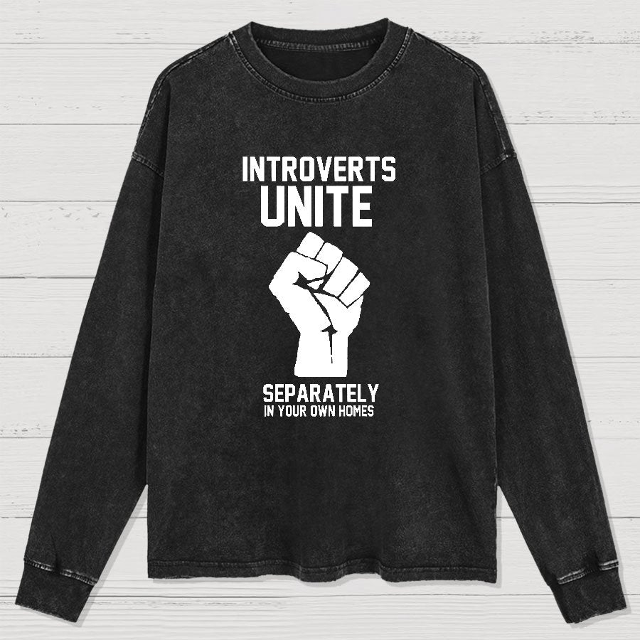 Introverts Unite Geek Washed Long Sleeve Tee