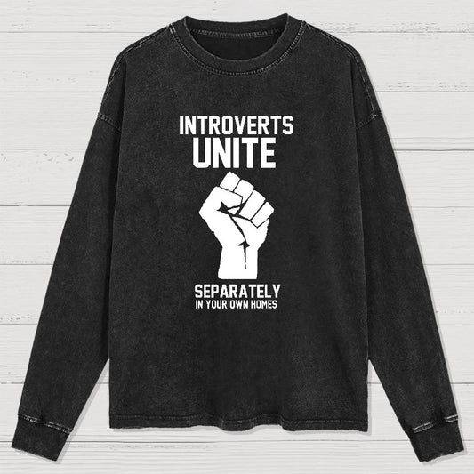 Introverts Unite Geek Washed Long Sleeve Tee