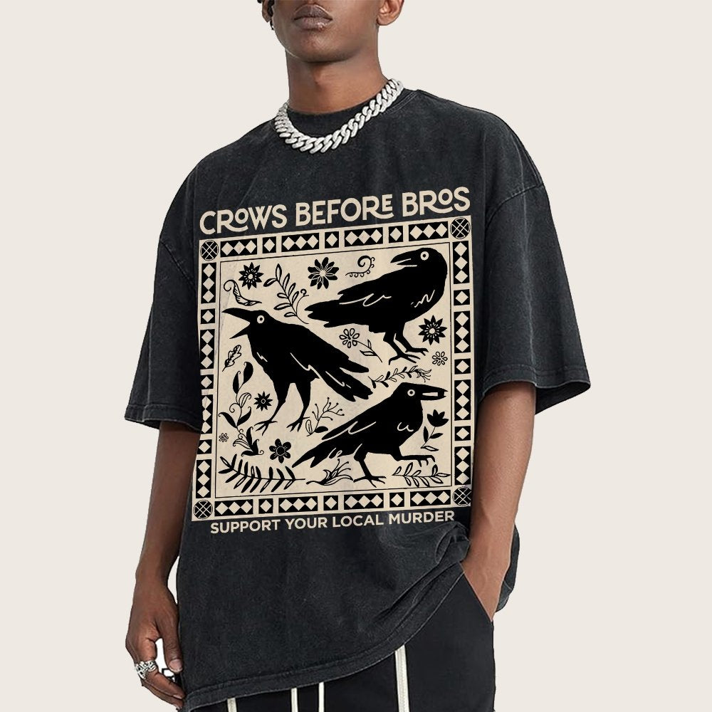Crows Before Bros Vintage Distressed T-shirt