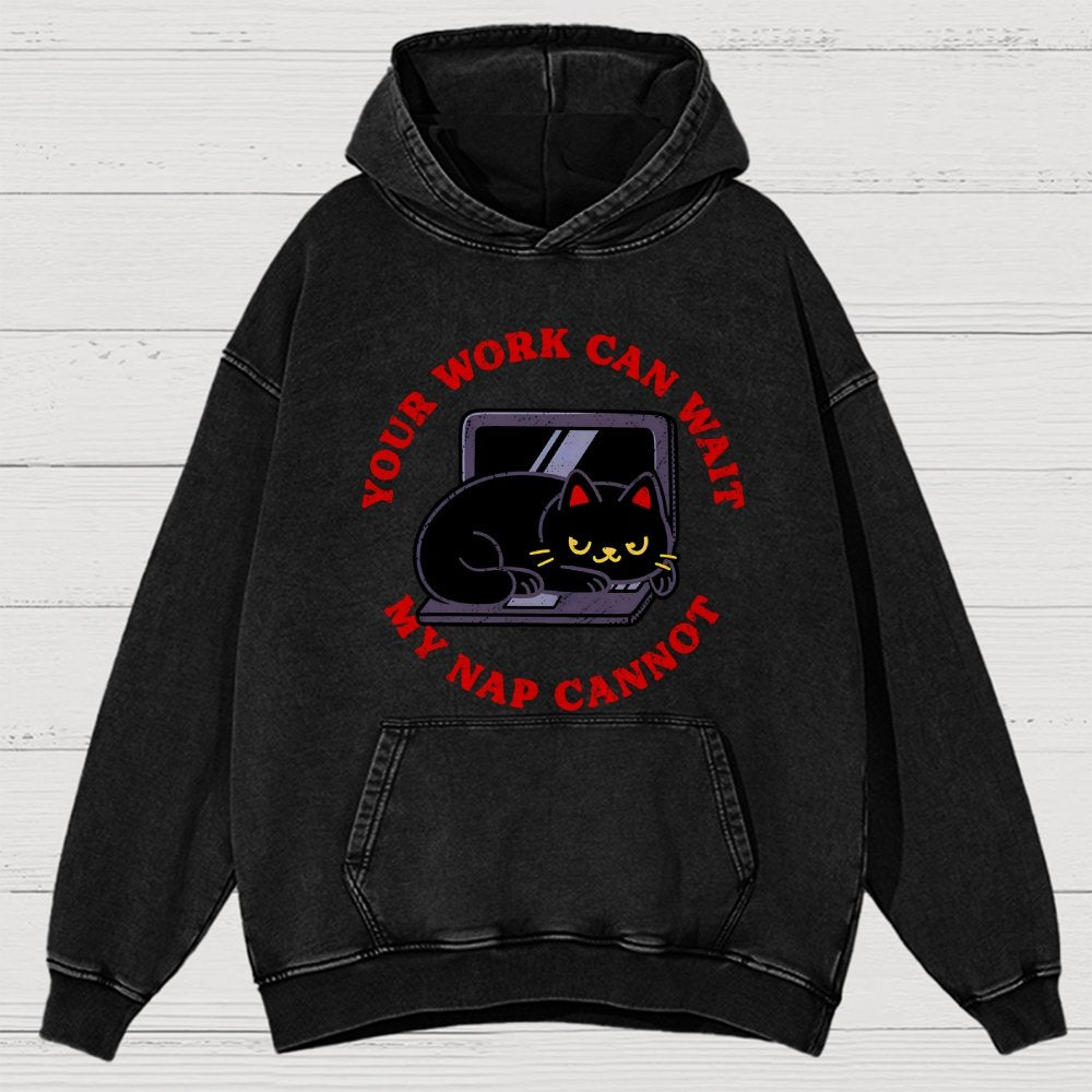 Work Can Wait Nap Cannot Vintage Distressed Hoodie