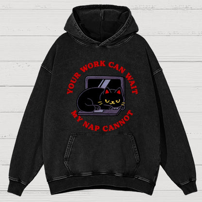Work Can Wait Nap Cannot Vintage Distressed Hoodie