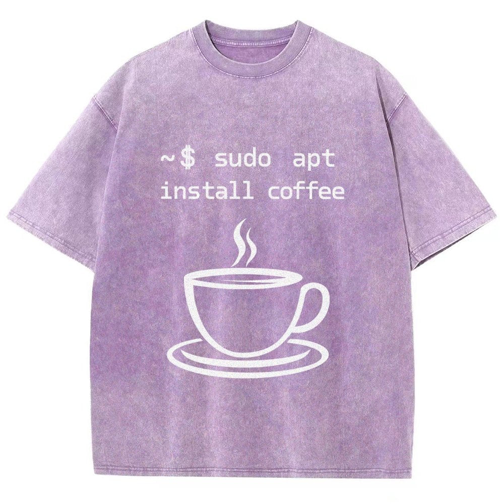 Sudo Apt-Get Install Coffee Vintage Distressed T-shirt